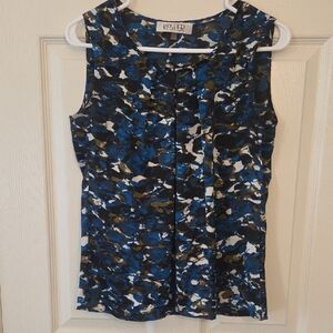 Kasper Women's Black Blue White Sleeveless Blouse Top Shirt Size XS